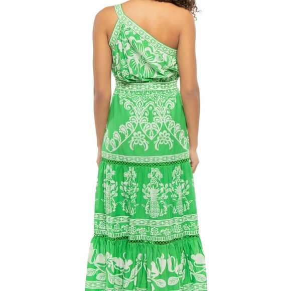 XL FARM Rio Sweet Garden Green Maxi Dress One Shoulder NWOT Never Worn - Picture 16 of 16